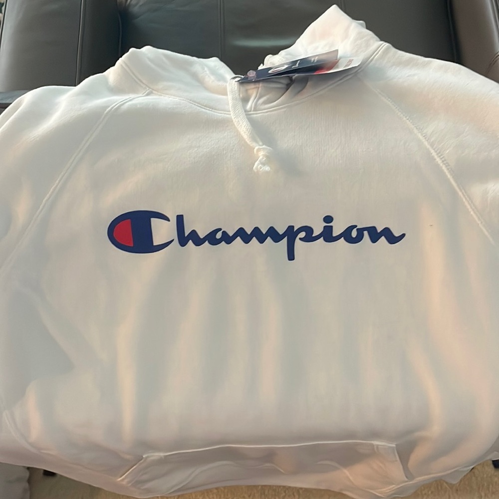 White Champion Powerblend Hoodie - New - Medium
